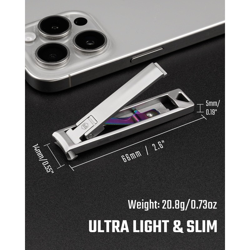 KeyUnity KN02 Keychain Nail Clippers, Foldable Stainless Steel Fingernail Cutter
