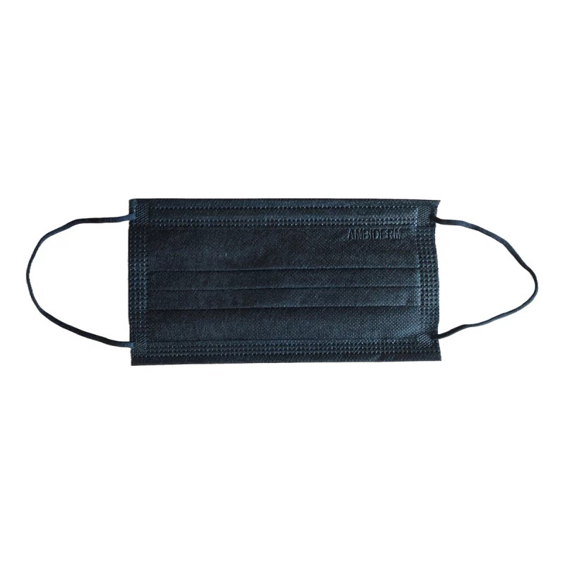 Ambiderm Cubre Bocas Tres Pliegos Ambiderm Negro Termosellado 150pz
