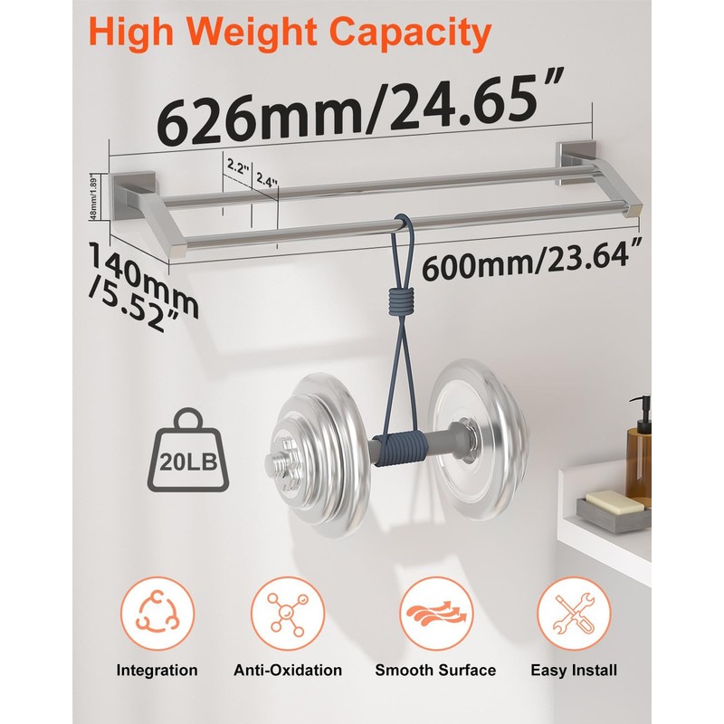 Alise Bath Double Towel Bars Towel Racks for Bathroom,Wall Mount