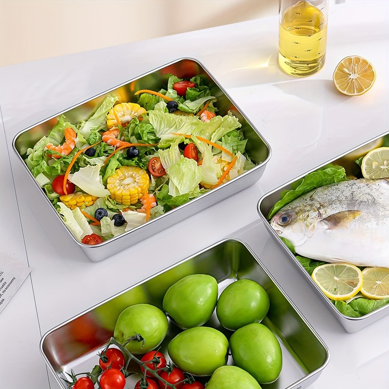 Stainless Steel Food Storage Containers for Kitchen Organization – 3-Piece