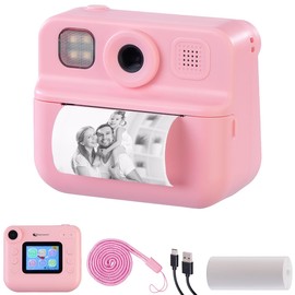 Playtastic Camera with Photo Printer: Kids Instant Camera with Selfie Lens 2" Display 48MP Pink (For Kids with Thermal Printing Instant Photo Digital Camera)
