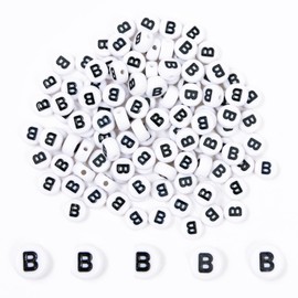 MiuCo Pack of 500 Letter Beads B for Bracelets, Round Letter Beads for Threading, Alphabet Beads Set, Letter Beads Craft Set for Bracelet, Hairband, Jewellery Crafts