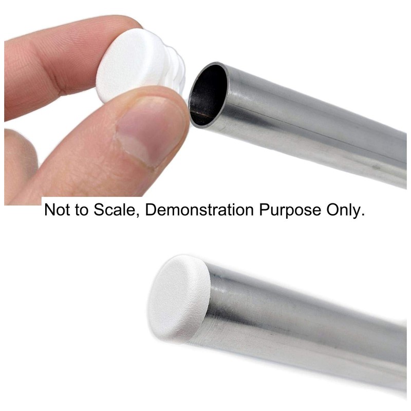 22mm Plastic End Caps, White Tube Inserts, Pack of 4