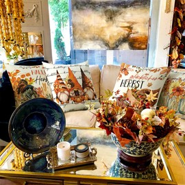 Cirzone Herbst Kissenbezug 45 x 45 cm 4er Set Hallo Kürbis Dekorative Kissen, Dekoration für Home Garten Sofa Schlafzimmer