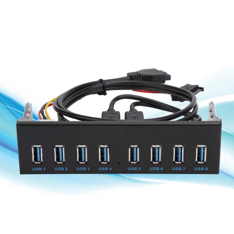 Panel Frontal Hub USB 3.0 de 8 Puertos, de 19