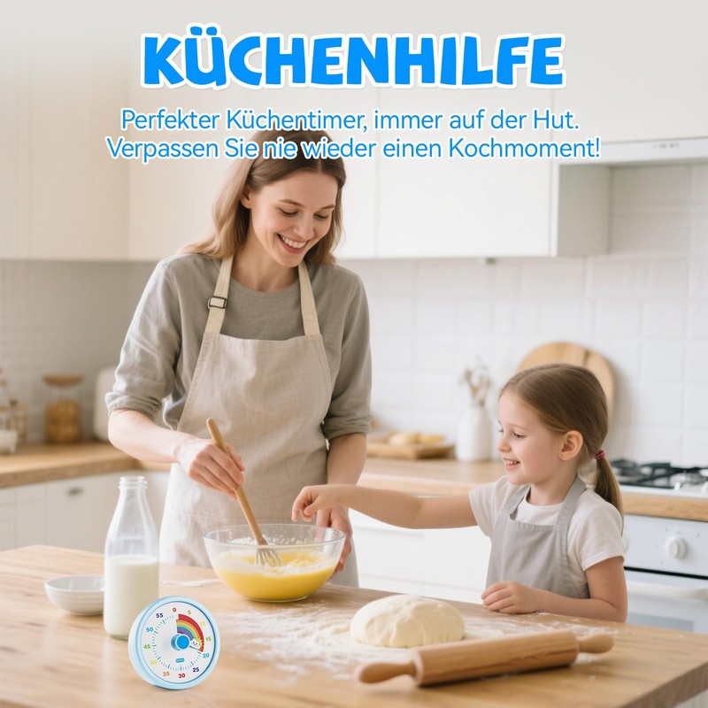 SIMQELLI Kinder Visueller Timer, 60 Minuten Countdown, Lautlos, Regenbogenmuster, für