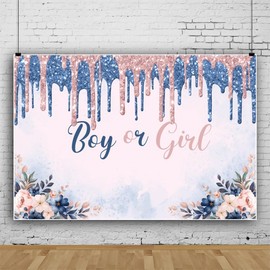 Mestiker 7x5ft Boy or Girl Backdrop Banner Blue Pink Cream Gender Reveal Backdrop Boy or Girl Party Decoration Photography Background Dessert Table Decoration Studio Photography Prop Vinyl