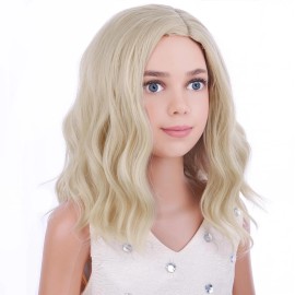 Pattnium Blonde Wig for Kids Girls Light Blonde Wig Child Short Curly Wavy Wig Cosplay