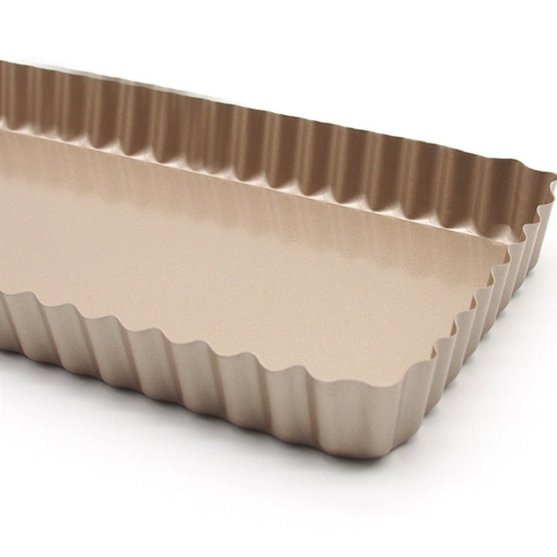 Fenteer Rectangular Fluted Square Non-Stick Quiche/Tart Pan Loose Removable Bottom