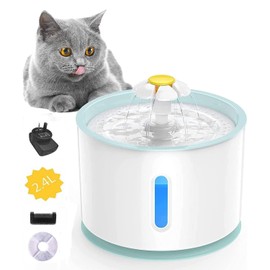 QingHong 2.4L Cat Water Fountain Ultra Silent Pet Fountain Automatic Drinking Water Dispenser for Cats, Dogs with AU Plug