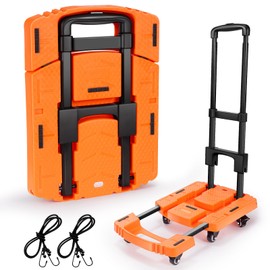 Voipvvii Folding Hand Truck500lbs, Portable Heavy Duty Dolly Cart, 6 Wheels Collapsible Luggage Cart with 2 Elastic Ropes - Compact Trolley Cart for Easy Moving - Ideal Hand Cart for Travel and More