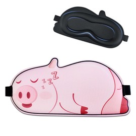 FUNAUPGO FUNAUPGO Cute Piggy Sleep Mask Eye Mask Funny Animal 3D Contoured Sleeping Mask Soft Breathable Blindfold Travel Eye Cover Eyeshade for Kids Adults Girls Boys Women Men (Piggy, Pink)