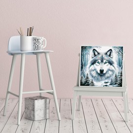 CZYWJMEI Paint by Numbers Kit for Adults Beginner,DIY Animal Wolf Head Painting by Numbers Kits,with 3 Brushes and Acrylic Paint(Without Frame), Home Wall Decor 12 x 12 in