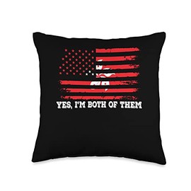 Hong Kong Roots Yes Im Both of Them American Hong Kong Flag Throw Pillow, 16x16, Multicolor