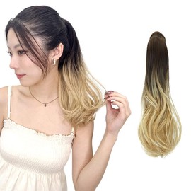 AQUADOL WTB-Y2 Wig, Gradation, Airy Curls, 5 Seconds without Hairpin, Pony, Brown x White Beige wgt834WTB-Y2