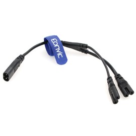 Eonvic IEC320 C8 Male to 2 x C7 Female Y Splitter AC Power Cord 125V 10A 1 in 2 Output AC Converter Polarized Power Cable for LED TV Monitor Up and Down Angle 30cm (Straight)