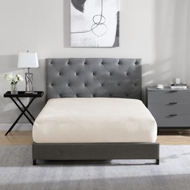 Cathay Home Twin Flannel Plush Fitted Sheet - Ultra Soft & Extra Plush Flannel, No-Pilling - All Season Cozy Warmth - 12" Deep Pocket Fitted Sheet Only (Twin, Cream)