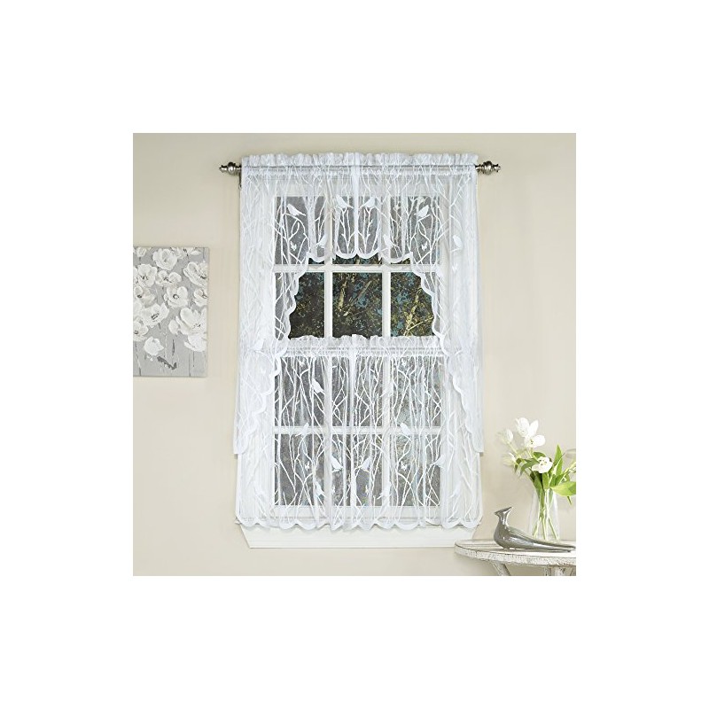 Sweet Home Collection 5 Pc Kitchen Curtain Set, Swag, Valance,