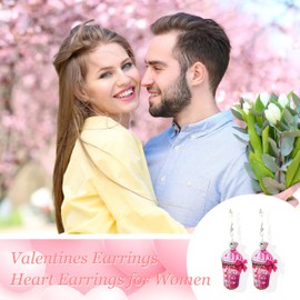Valentines Day Earrings for Women Red Heart Earrings Love Envelope Dangle Earrings Cute Bear Earrings Valentines Day Accessories for Women Valentine's Day Gifts for Her