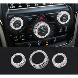 ZSJO for Dodge Accessories Bling AC Air Conditioner Volume Tune Knob Fit for for Dodge Challenger,Charger,RAM,Chrysler 300/300S,for Jeep Cherokee Grand Cherokee. (Silver 1)