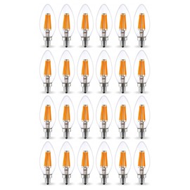 SLEEKLIGHTING 6-Watt E12 LED Filament UL and Energy Star Listed Candelabra Light Bulb - Dimmable (60W Incandescent Replacement) - Warm White 2700K Decorative Clear Chandelier Bulb - E12 Base 24pack