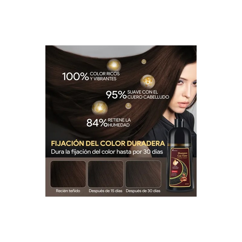 Shampoo Con Aceite De Argán Tinte Cubre Canas-marrón Oscuro