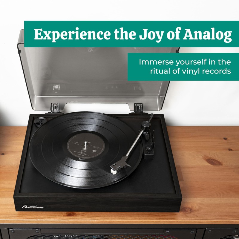 Electrohome Montrose Vinyl Record Player 2-Speed Belt-Drive Turntable, with Audio-Technica