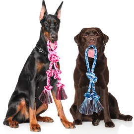 BINGPET 2 Pack Dog Rope Toy for Large and Medium Dogs,Heavy Duty Tug of War Dog Toy,100% Cotton Dog Chew Toys Dog Teething Toys,Nearly Indestructible Tough Rope Dog Toys for Aggressive Chewers