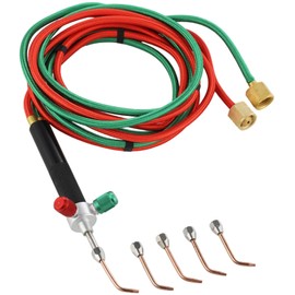 Lnrueg Mini Oxygen Acetylene Torch Kit, Handheld Oxygen Welding Torch, Portable Propane Soldering Torch with 5 Tips, Jewelry Repair Torch, 3092°F (1700°C) Welding Tool for Crafts, Electronics