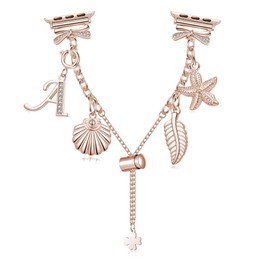 Bling Bracelet Band Compatible with Watch Bands 38mm 40mm 41mm 42mm 44mm 45mm,Adjustable Women Bracelet with Charms for iWatch Series 7/6/5/4/3/2/1/SE(Rose Gold-A)