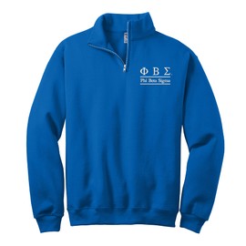 Sorority Letters Shop Phi Beta Sigma Quarter Zip Cadet Collar Sweatshirt - Phi Beta Sigma Fraternity Merchandise (M) Blue
