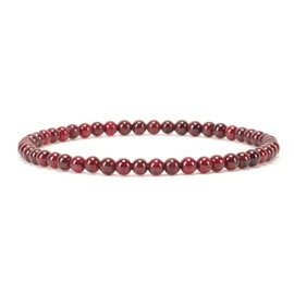 Cherry Tree Collection - Small, Medium, Large Sizes - Gemstone Beaded Bracelets For Women and Men - 4mm Round Beads (Red Garnet - Medium)