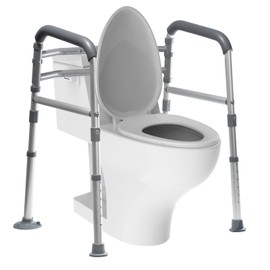 Toilet Safety Rail for Seniors & Disabled - Adjustable Height & Width, Tool-Free Assembly, Foldable Design, Up to 350 lbs Capacity, Home & Travel Friendly