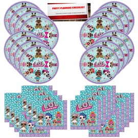 L.O.L. Surprise L. O. L. Surprise Party Birthday Supplies Bundle Pack for 16 Guests (Plus Party Planning Checklist by Mikes Super Store)