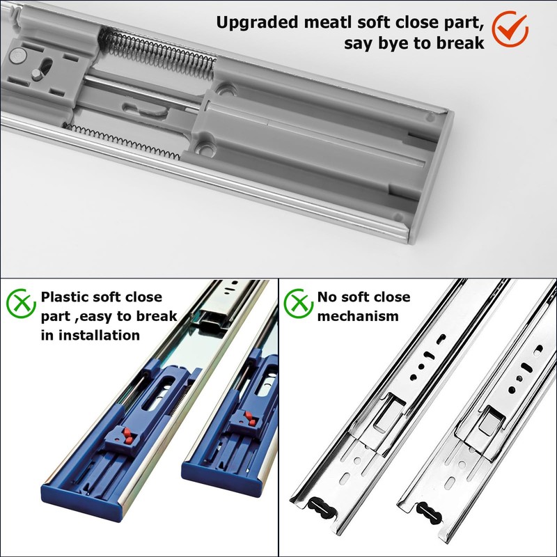 LONTAN 5 Pairs Soft Close Drawer Slides 18 Inch Heavy