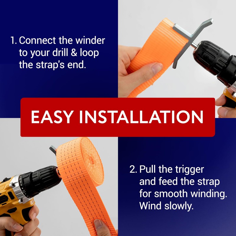 Impresa Heavy-Duty Ratchet Winder for Drill - Steel Drill Strap