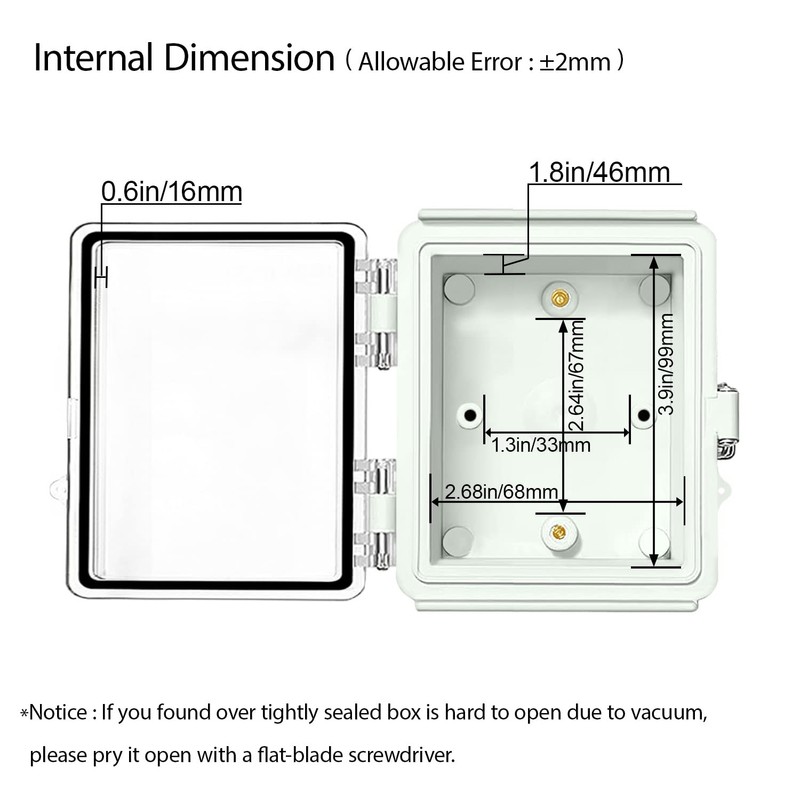 LeMotech Electrical Box, IP67 Waterproof Hinged Clear Cover Stainless Steel