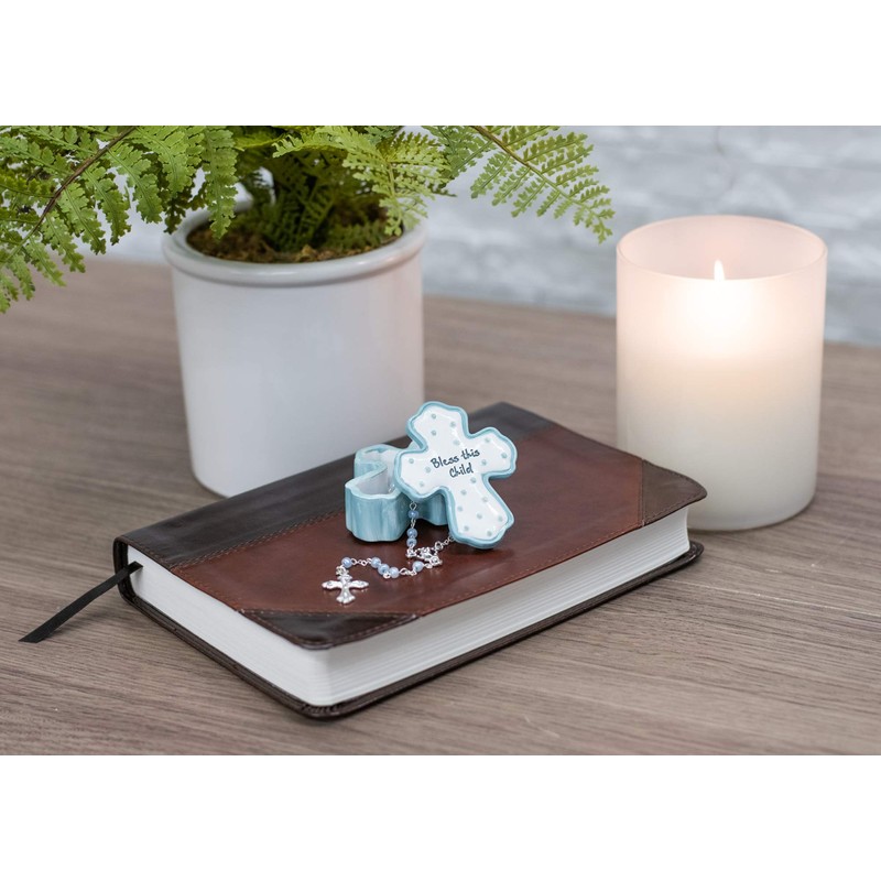 Roman Bless This Child Soft Blue Boy 1 inch Resin