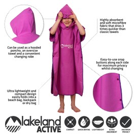 Lakeland Active Patterdale Hooded Changing Poncho Towel - Pink - Child (Age 5-10)