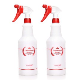 Plastic Spray Bottle 2 Pack, 32 Oz, All-Purpose Heavy Duty Spraying Bottles Leak Proof Mist Empty Water Sprayer for Cleaning Solution, Essential Oils, Hair, Planting, Pet with Adjustable Nozzle - Red