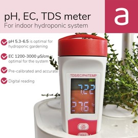 Awesome Plant 4-in-1 pH Meter TDS EC Meter for Hydroponics Growing System, Digital Water pH Tester for Hydroponic Nutrient Plant Food Solution, DWC Setup and Indoor Garden, Compatible with Aerogarden