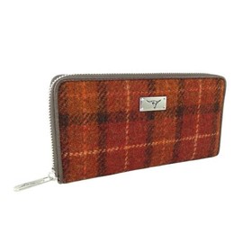 Glen Appin Harris Tweed Large Zip Purse LB2100 Staffa, Color 117 Rust/Orange, Casual