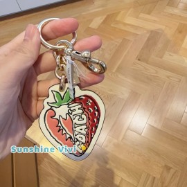 Coach NWT Coach Strawberry Bag Charm Keychain Fob CAO53 Gold/Chalk Multi