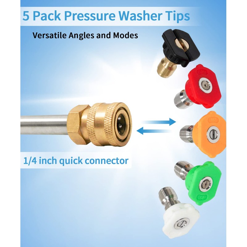 Pressure Washer Tips, Universal Pressure Washer Nozzle Tips (5 Pack),