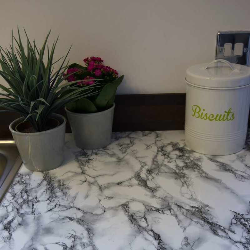 d-c-fix 346-0047-4PKA Decorative Self-Adhesive Film, Marble White, 17" x 78"