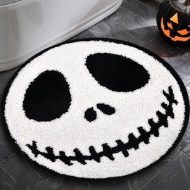 TDCQQGQQ - Alfombra de baño antideslizante para decoración del hogar, divertida calavera de Halloween, lavable, absorbente y espeluznante regalos (redondo 1)