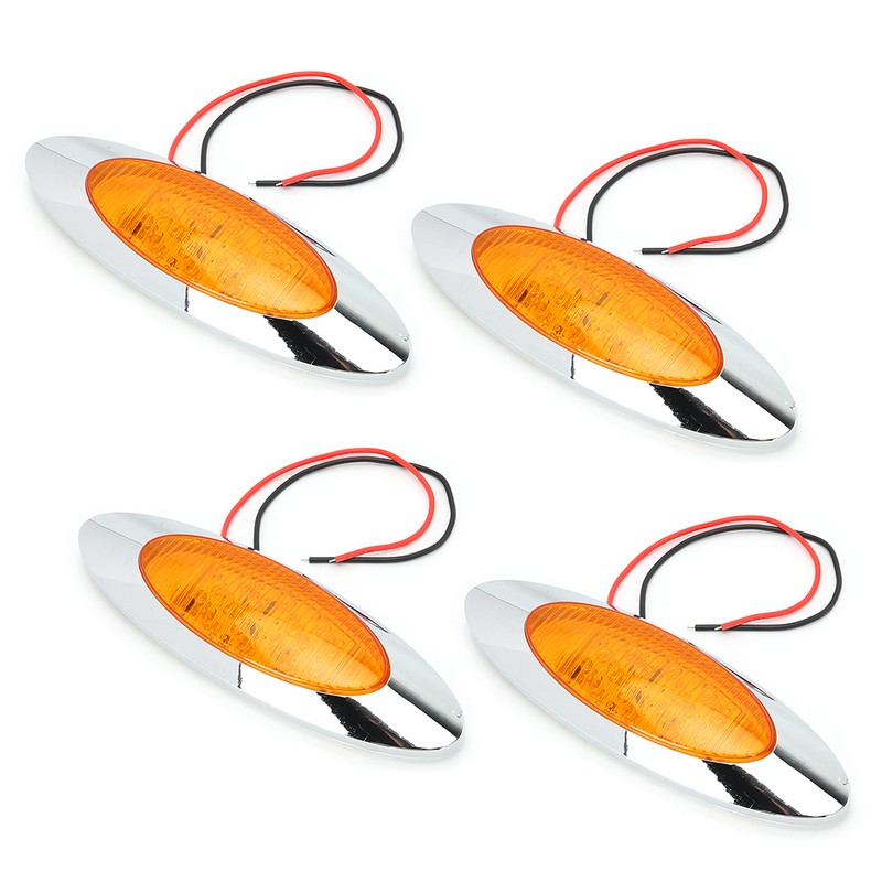 4pcs 6.5in 16LED Oval Side Marker Light 12V DC Shockproof