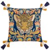 Wylder Tropics Regal Leopard Embroidered Velvet Cushion Cover, Royal Blue