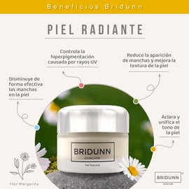 Crema Anti Manchas Despigmentante Facial BRIDUNN SKINCARE | Correctora de Manchas Oscuras y Solares y Pano Piel. Para Rostro y Cara, Extractos Natural