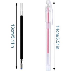Mirhua Chaco Pen Embroidery Kit for Cloth Disappearing Water Soluble Sewing Tool White Black Red Blue 5 Refills for Home, Factory, Work and Commercial Use (20 Pieces Erasable Pens + 4 Pen Strings